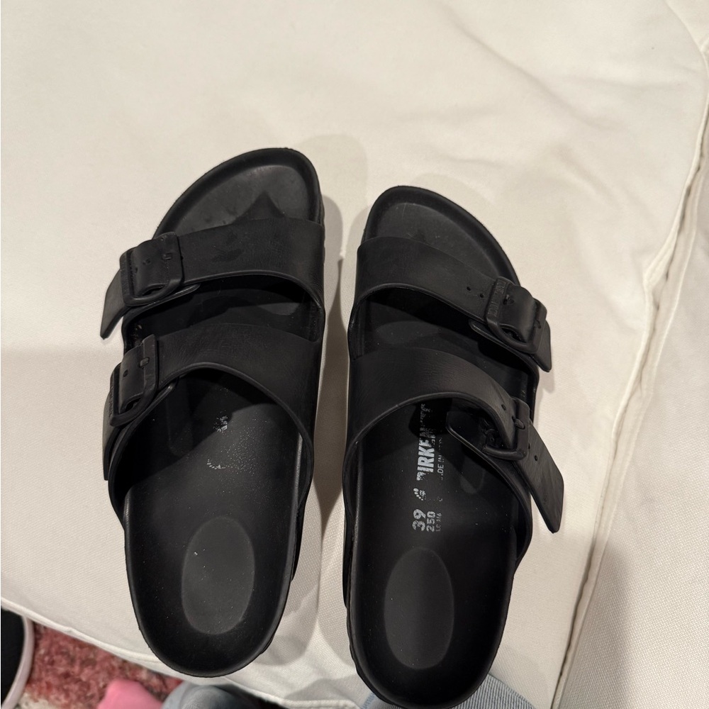 Black rubber Birkenstocks